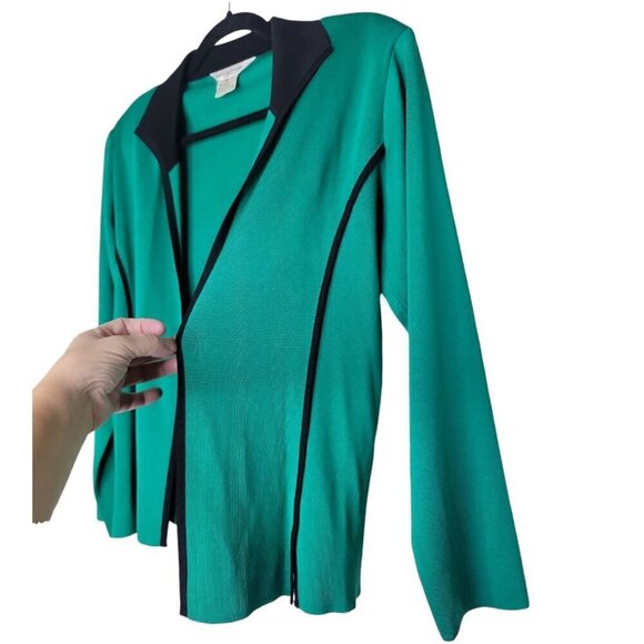 Misook Knit Cardigan Kelly Green Womens XS P Quiet Luxury Basic Career Office - Picture 6 of 10